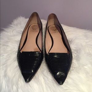 Vince Camuto Empa Black Snake Embossed Flats